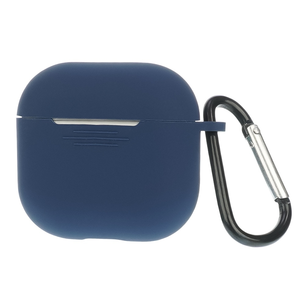 Чехол силиконовый с карабином для Apple AirPods/ AirPods 4 цвет  11 полуночно-синий