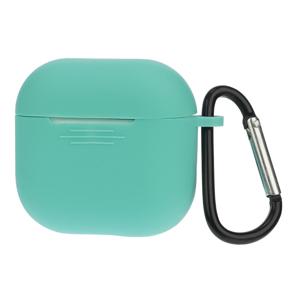 Чехол силиконовый с карабином для Apple AirPods/ AirPods 4 цвет  12 мятно-зеленый