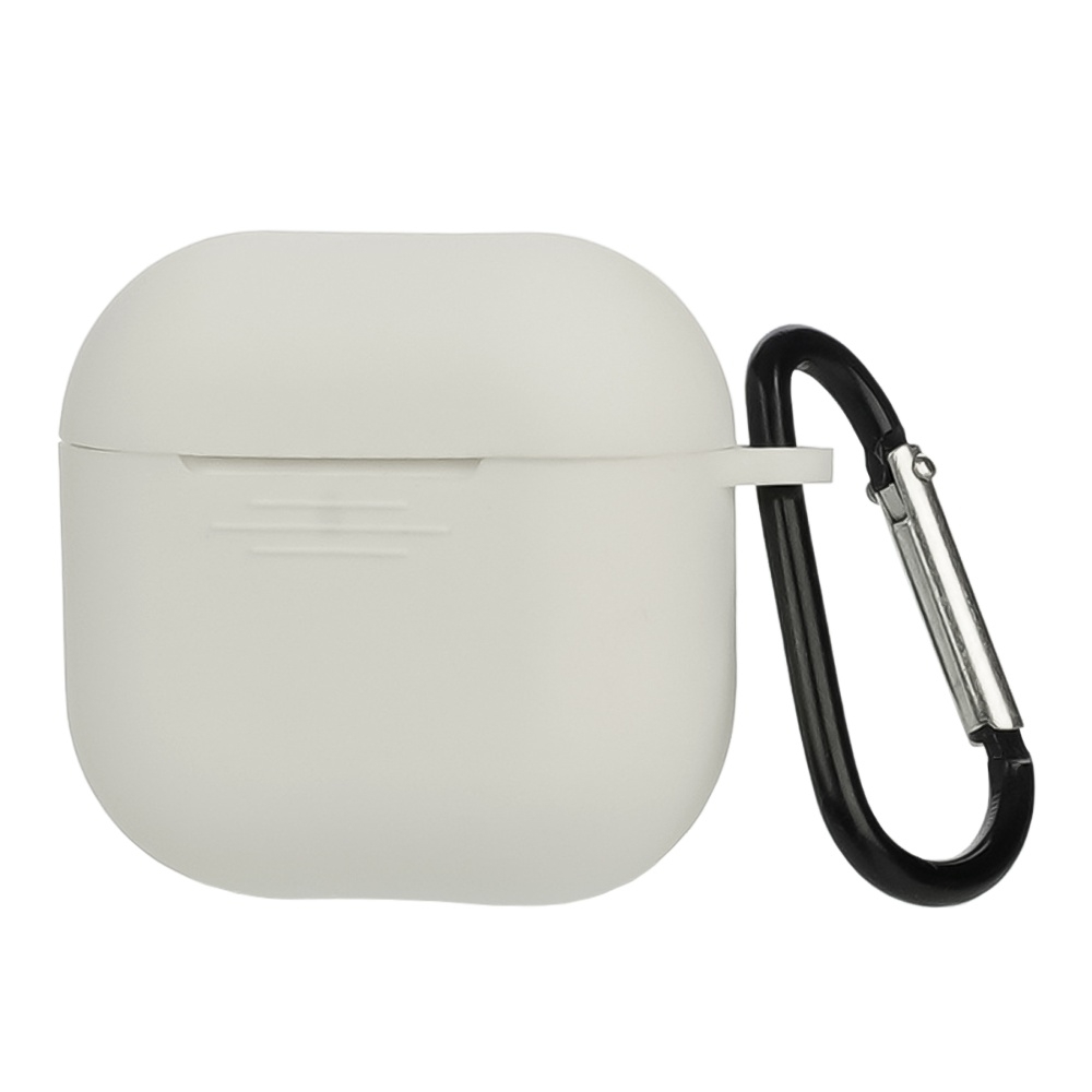 Чехол силиконовый с карабином для Apple AirPods/ AirPods 4 цвет  14 белый