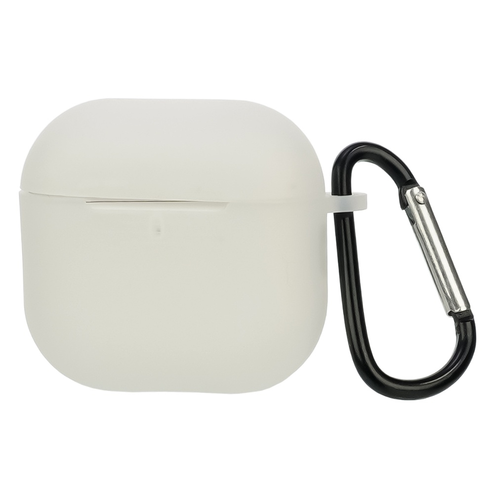 Чехол силиконовый с карабином для Apple AirPods/ AirPods 4 цвет  15 прозрачный