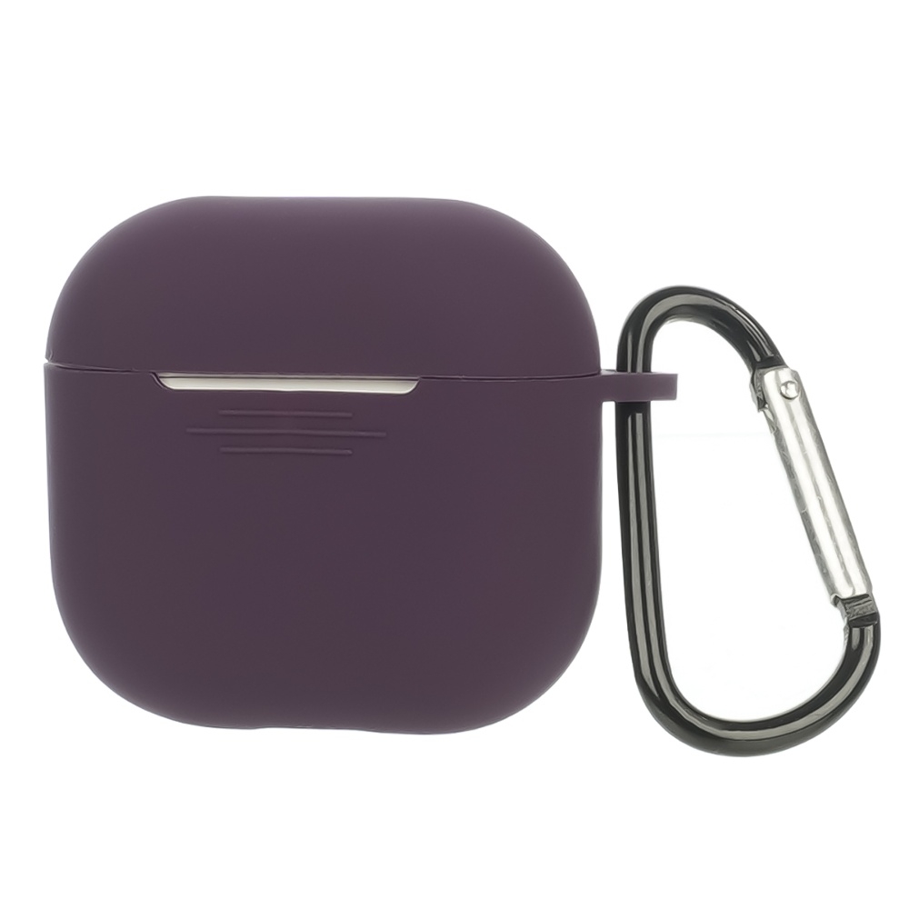 Чехол силиконовый с карабином для Apple AirPods/ AirPods 4 цвет  16 темно-фиолетовый