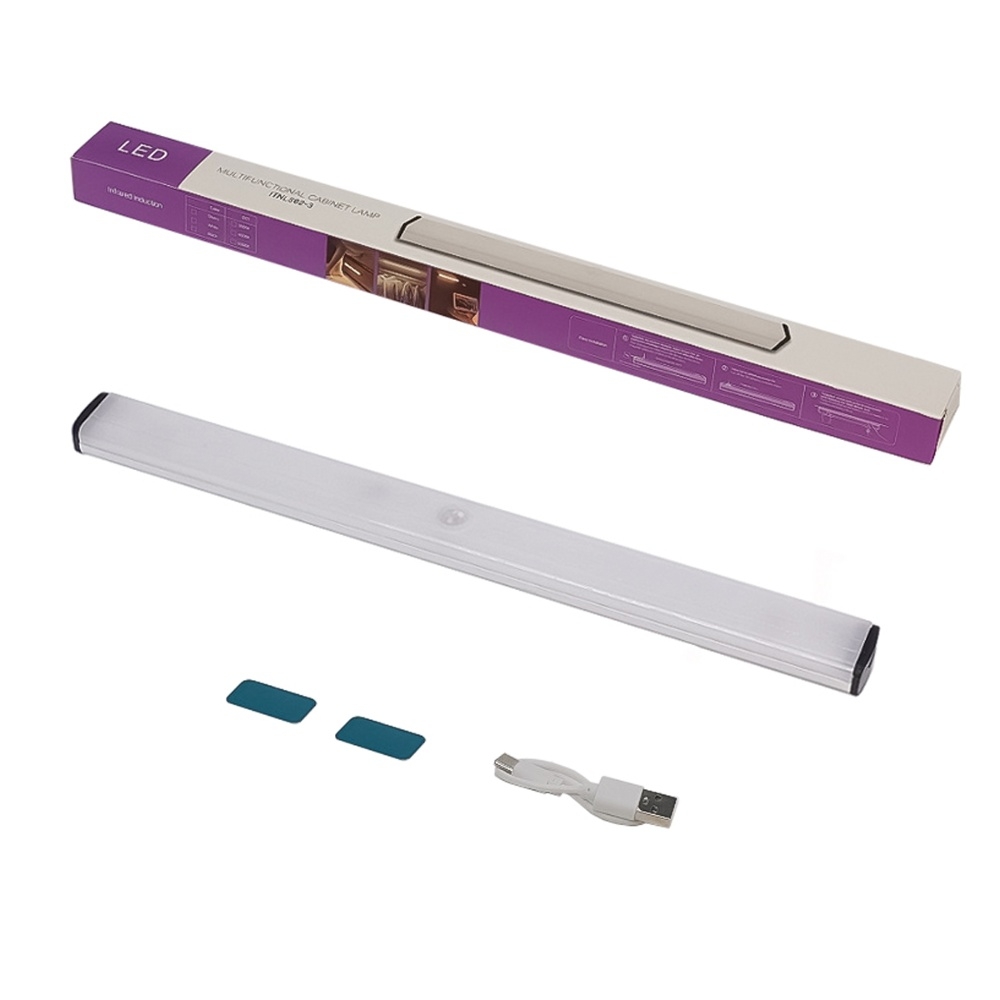 LED светильник 030-4 с аккумулятором, датчиком движения и освещенности 30 см 4W алюминиевый серебристый