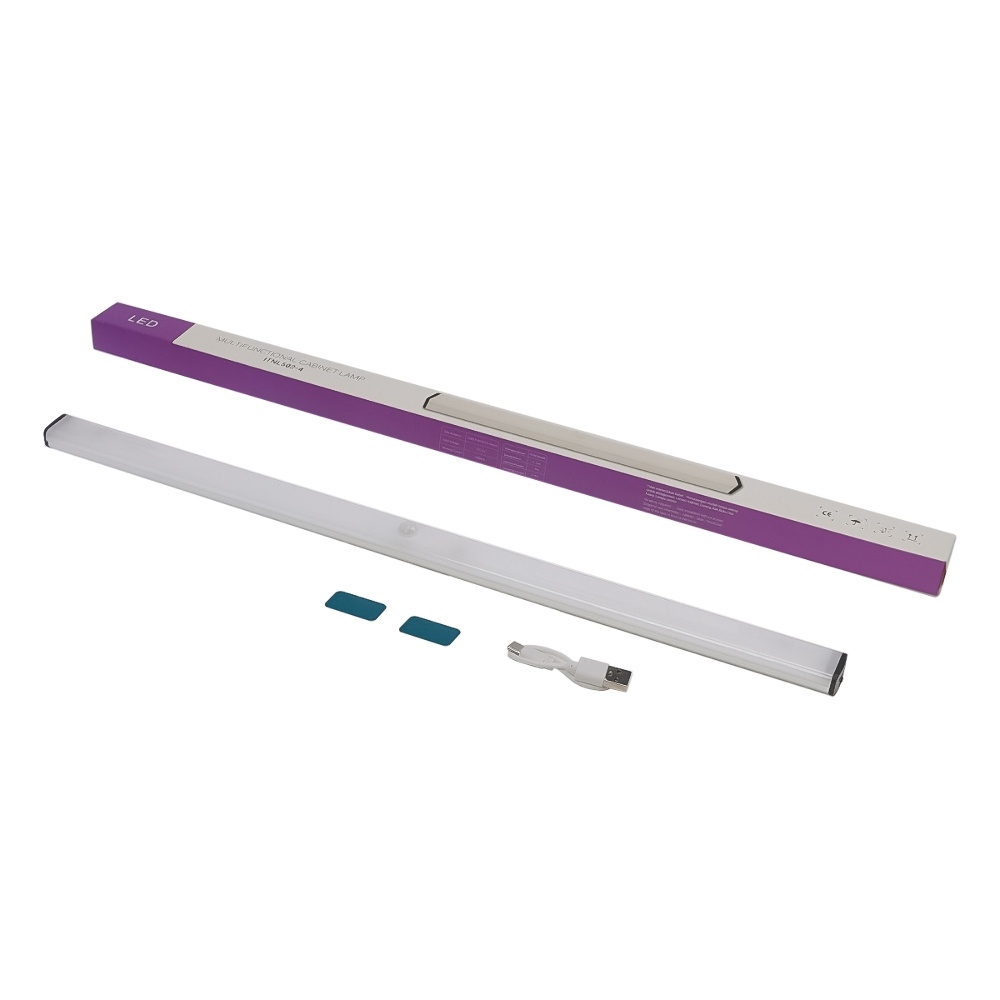 LED светильник 050-6 с аккумулятором, датчиком движения и освещенности 50 см 6W алюминиевый серебристый