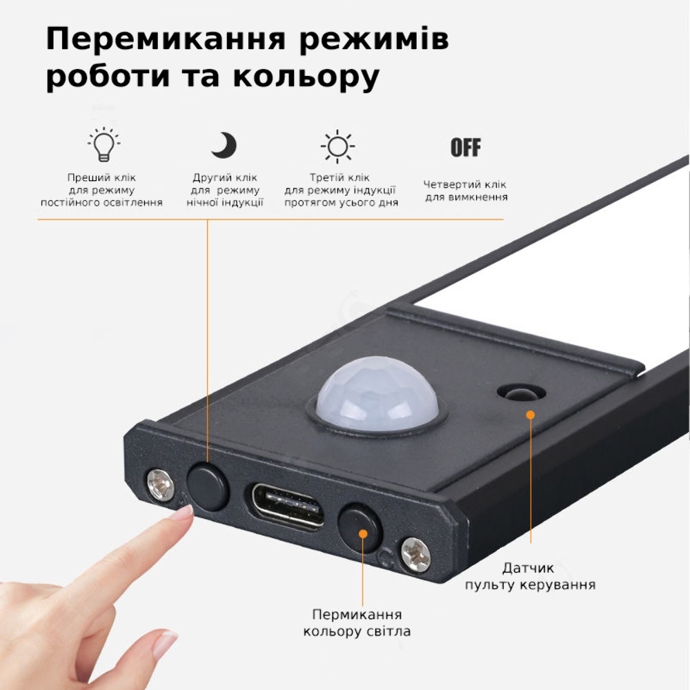 LED светильник 20-2B с пультом, аккумулятором, датчиком движения и освещенности 20 см 2W алюминиевый черный