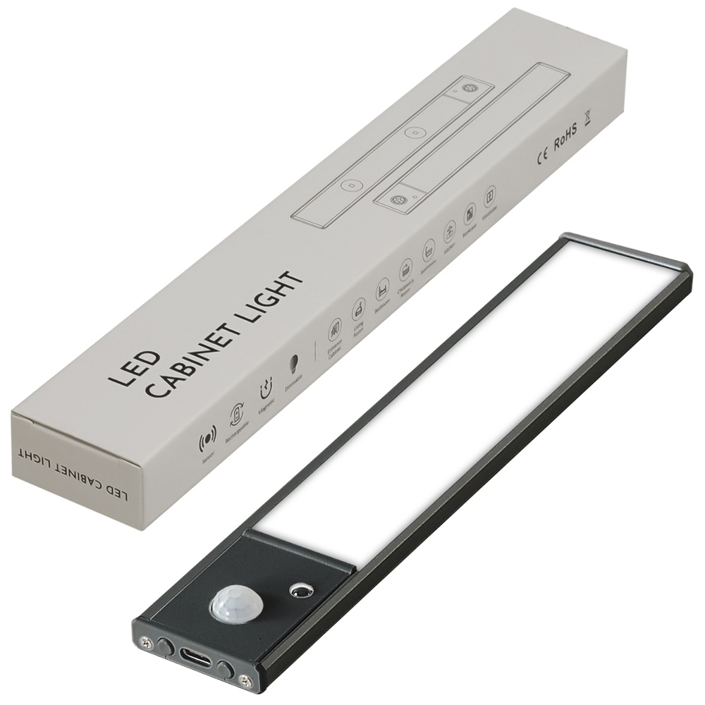 LED светильник 20-2B с пультом, аккумулятором, датчиком движения и освещенности 20 см 2W алюминиевый черный