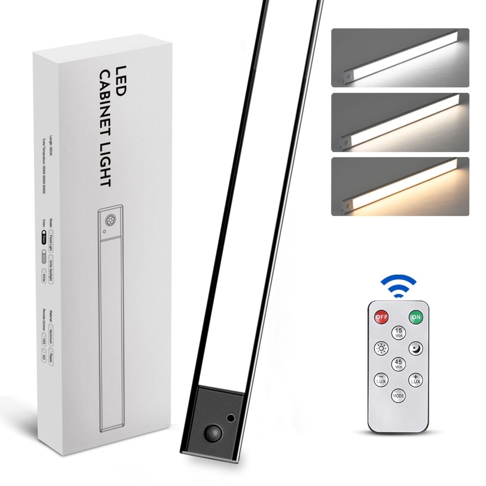 LED светильник 30-2B с пультом, аккумулятором, датчиком движения и освещенности 30 см 2.5W алюминиевый черный