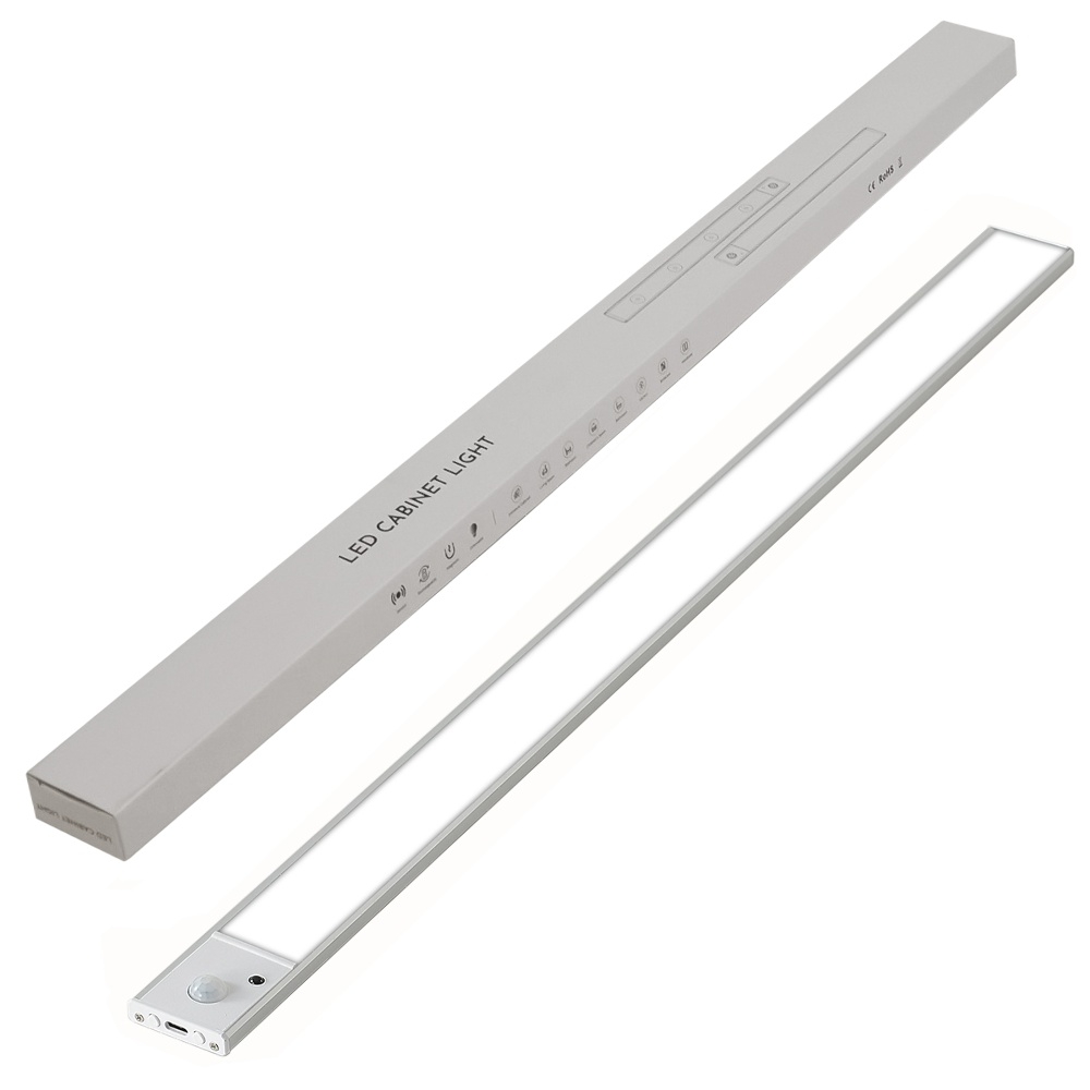 LED светильник 60-3S с пультом, аккумулятором, датчиком движения и освещенности 60 см 3.5W алюминиевый серебристый