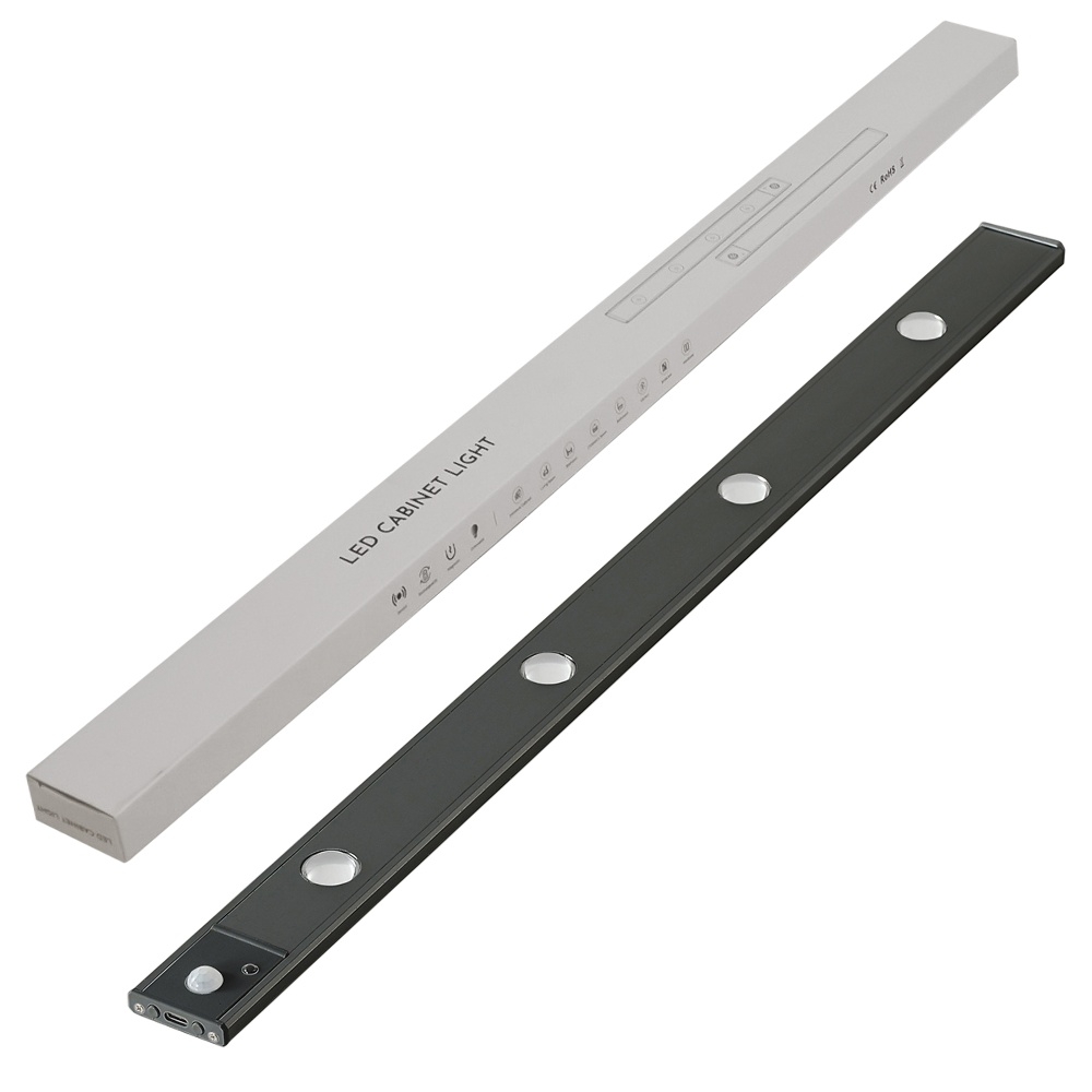 LED светильник cat's eye 60-2B с пультом, аккумулятором, датчиком движения и освещенности 60 см 2W алюминиевый черный