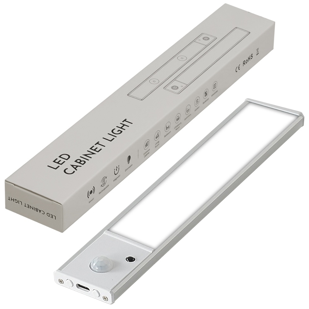 LED светильник 20-2S с пультом, аккумулятором, датчиком движения и освещенности 20 см 2W алюминиевый серебристый