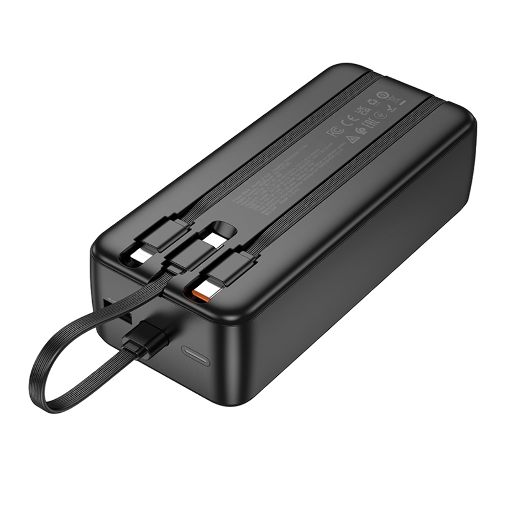 Power bank Hoco J132B 30000mAh 22.5W+ PD 20W + кабеля 3в1 Type-C/ Lightning/ MicroUSB black
