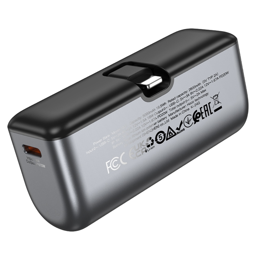 Power bank Hoco Q31 5000mAh PD 20W + кабель Lightning black