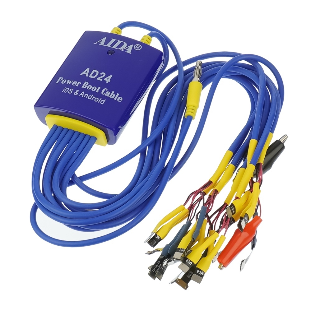 Кабели для блоков питания Aida AD24, с крокодилами и разъёмами для подключения плат (iPhone 5S-15 Pro Max/ Android)