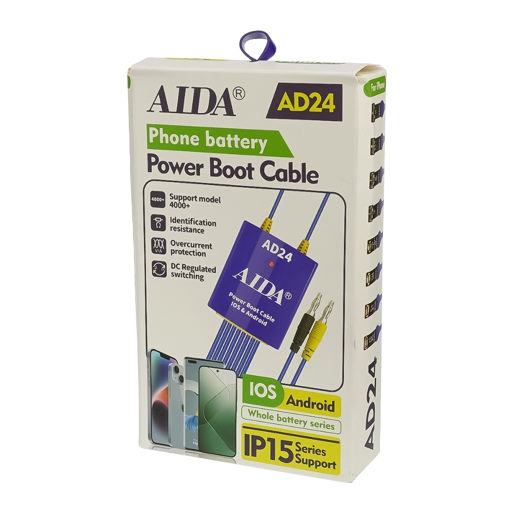 Кабели для блоков питания Aida AD24, с крокодилами и разъёмами для подключения плат (iPhone 5S-15 Pro Max/ Android)