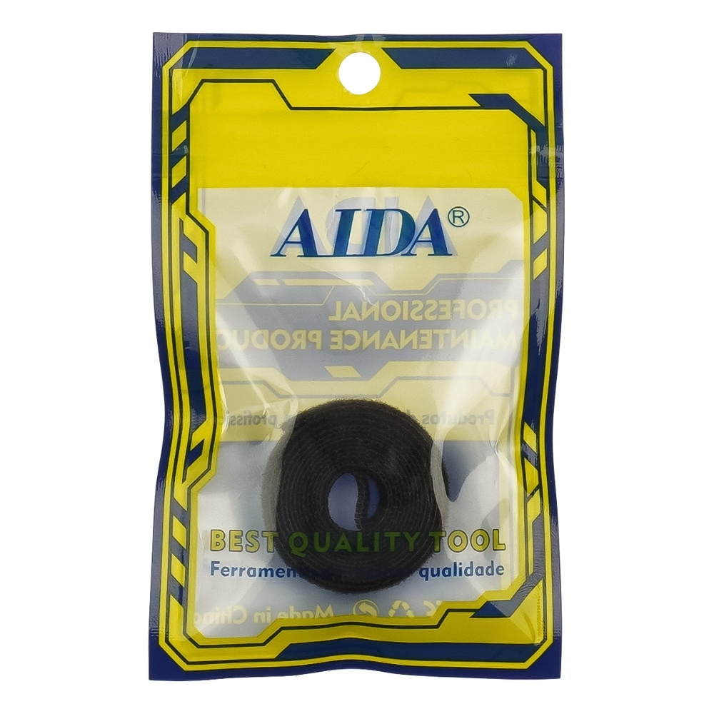 Кабельный органайзер Aida для стяжки проводов с липучкой, 10 мм x 1 м, черный