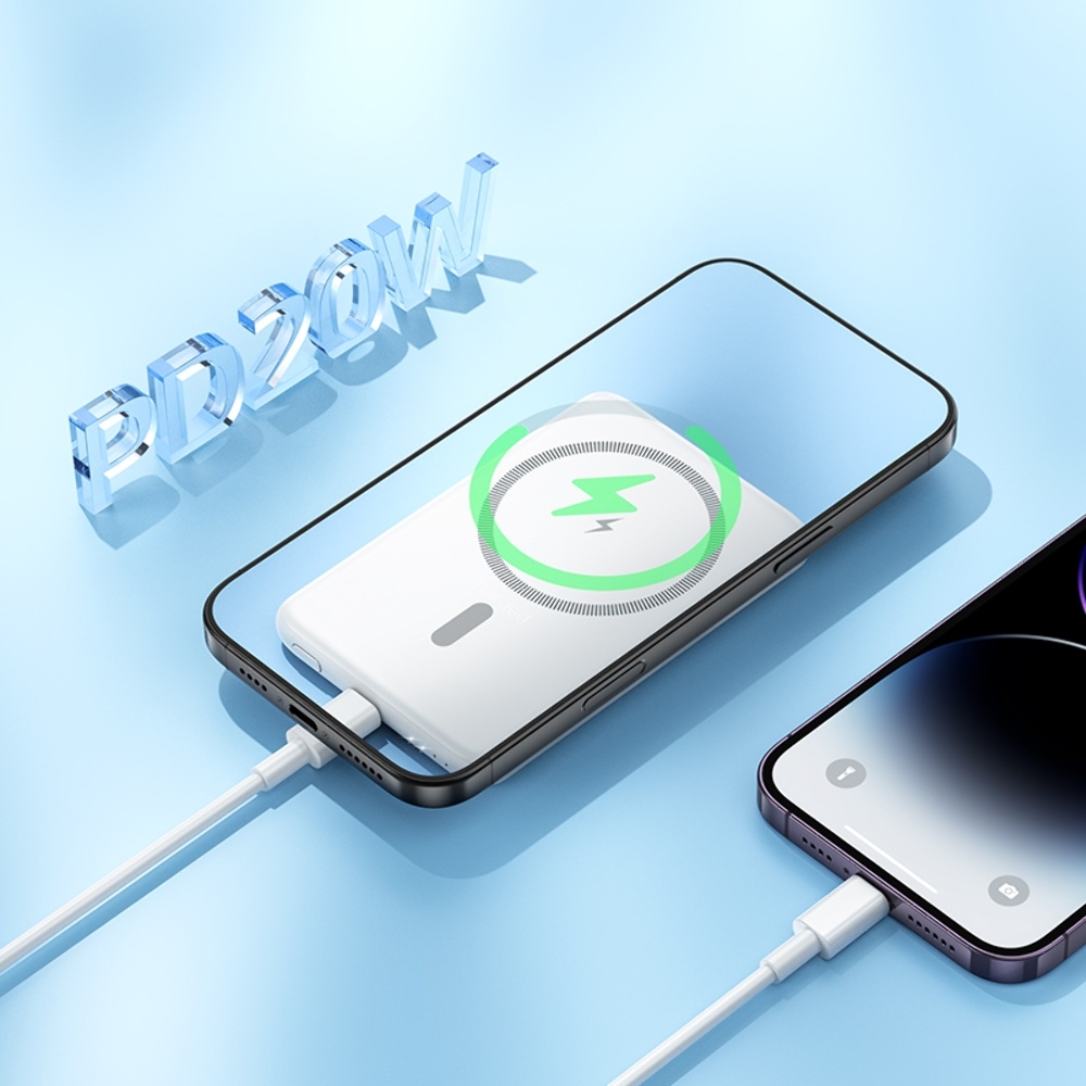 Power bank Hoco J140A 5000mAh PD 20W магнитный с функцией беспроводной зарядки white