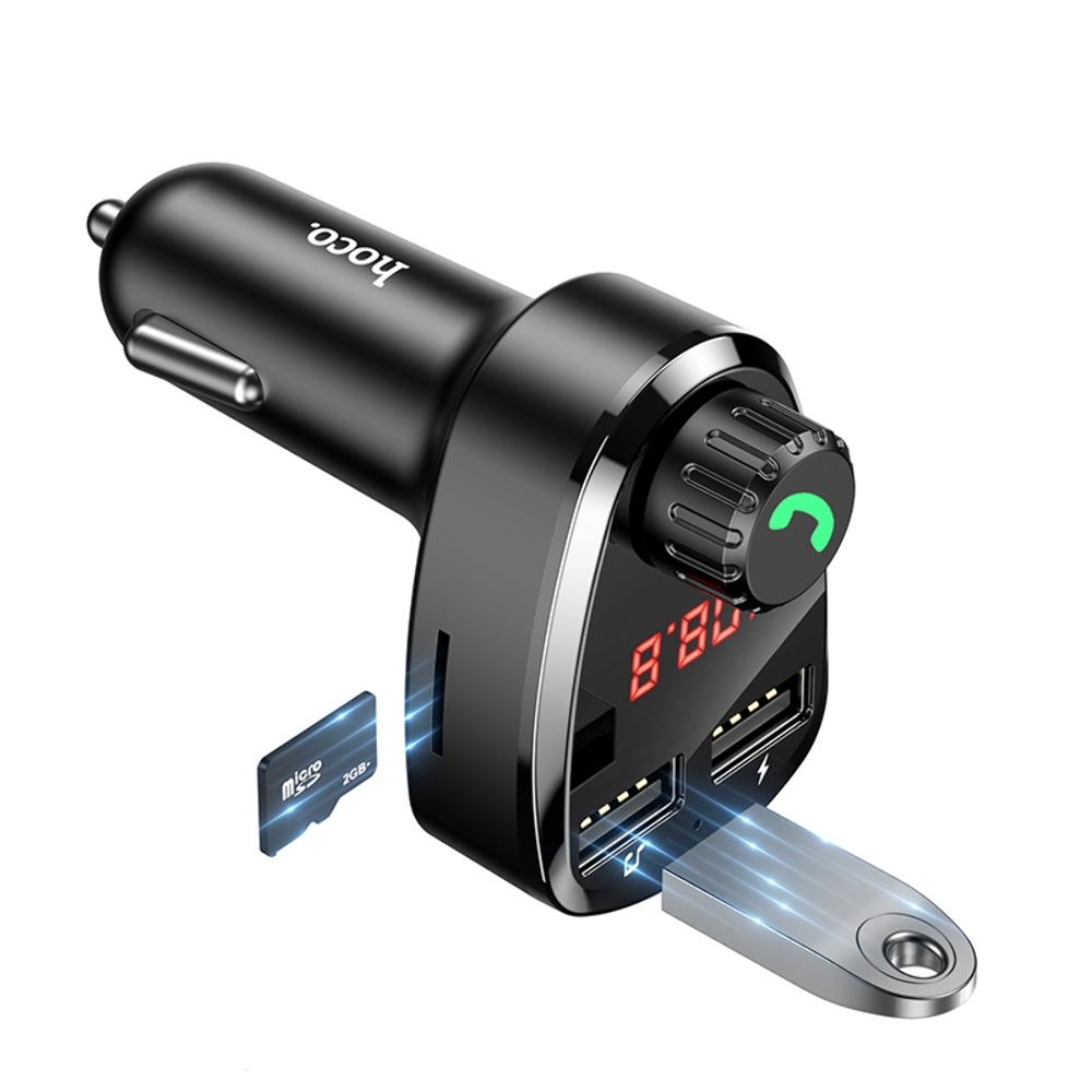 Автомобильное зарядное устройство Hoco DE24 2 USB c FM-модулятором black