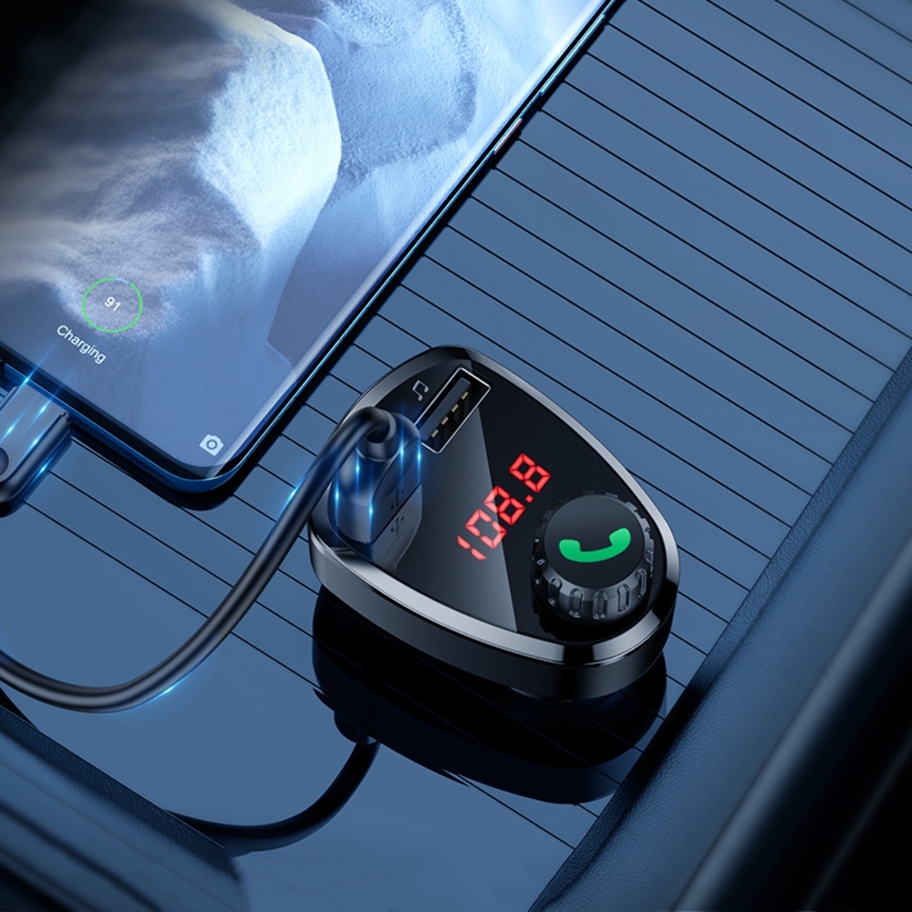 Автомобильное зарядное устройство Hoco DE24 2 USB c FM-модулятором black