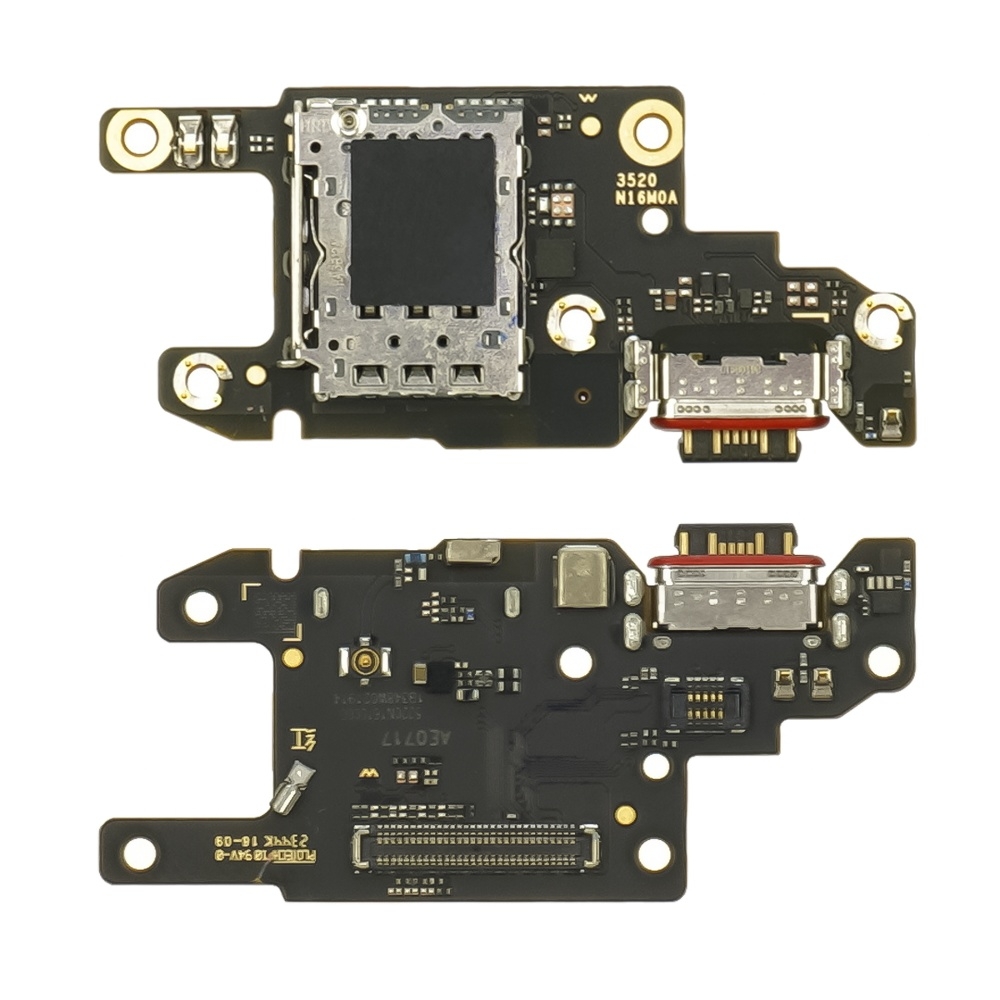 Плата зарядки Xiaomi Poco X6, Redmi Note 13 Pro 5G, 2312CRAD3C, 2312DRA50C, 2312DRA50G, 2312DRA50I, шлейф коннектора зарядки, с микрофоном, c SIM-коннектором, с коннектором карты памяти, Original (PRC)