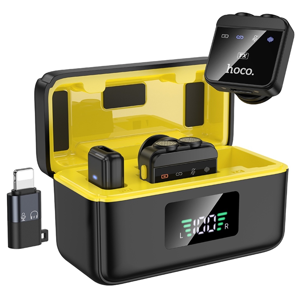 Беспроводной микрофон Hoco L17 Type-C/ Lightning цифровой магнитный с двумя микрофонами black