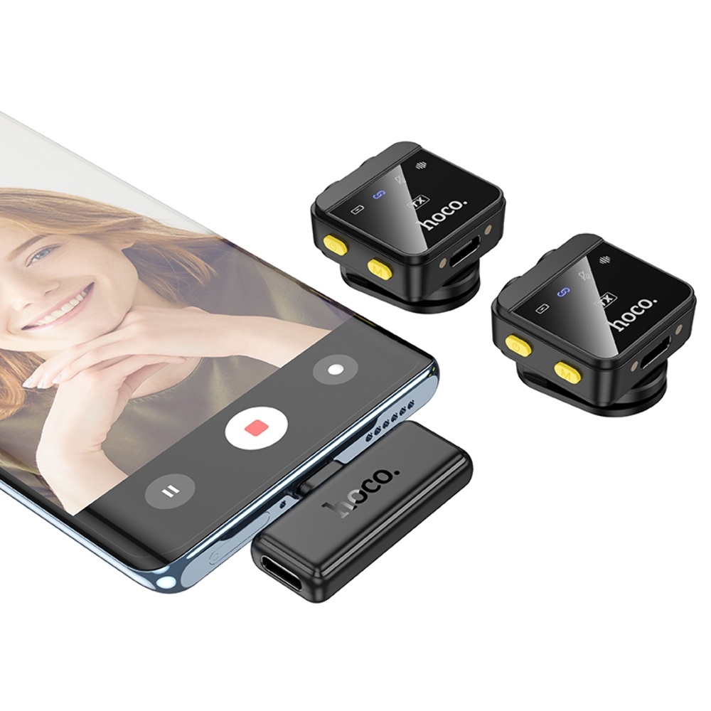 Беспроводной микрофон Hoco L17 Type-C/ Lightning цифровой магнитный с двумя микрофонами black