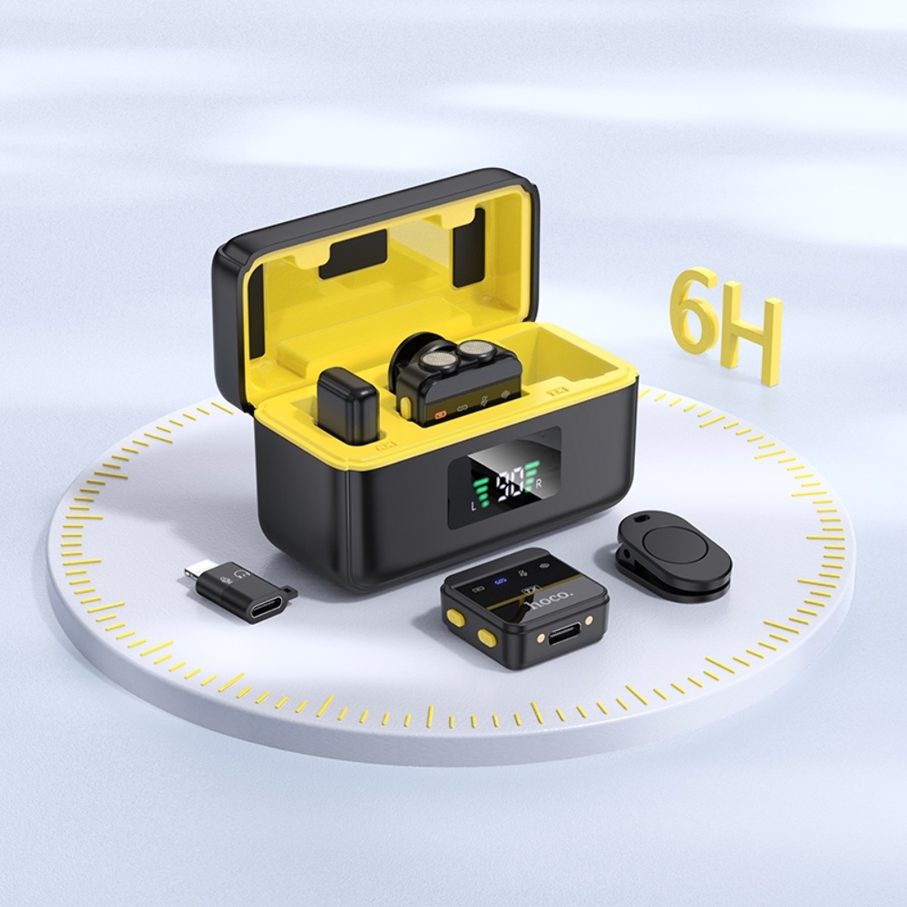 Беспроводной микрофон Hoco L17 Type-C/ Lightning цифровой магнитный с двумя микрофонами black