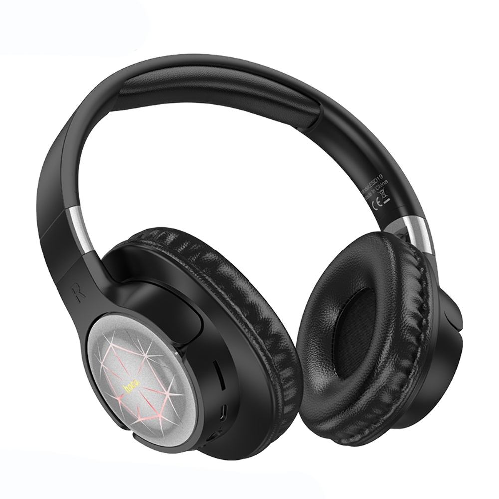 Беспроводные наушники Hoco ESD19 накладные с LED подсветкой black