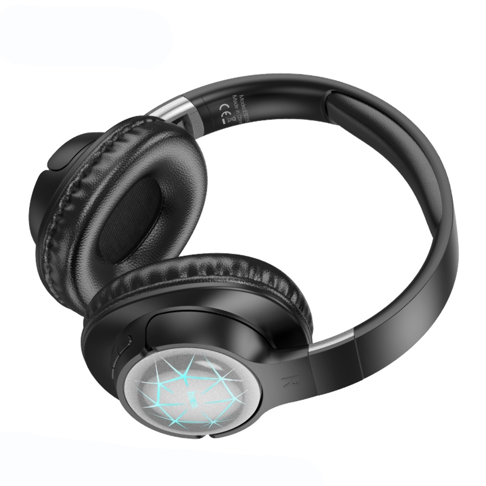Беспроводные наушники Hoco ESD19 накладные с LED подсветкой black