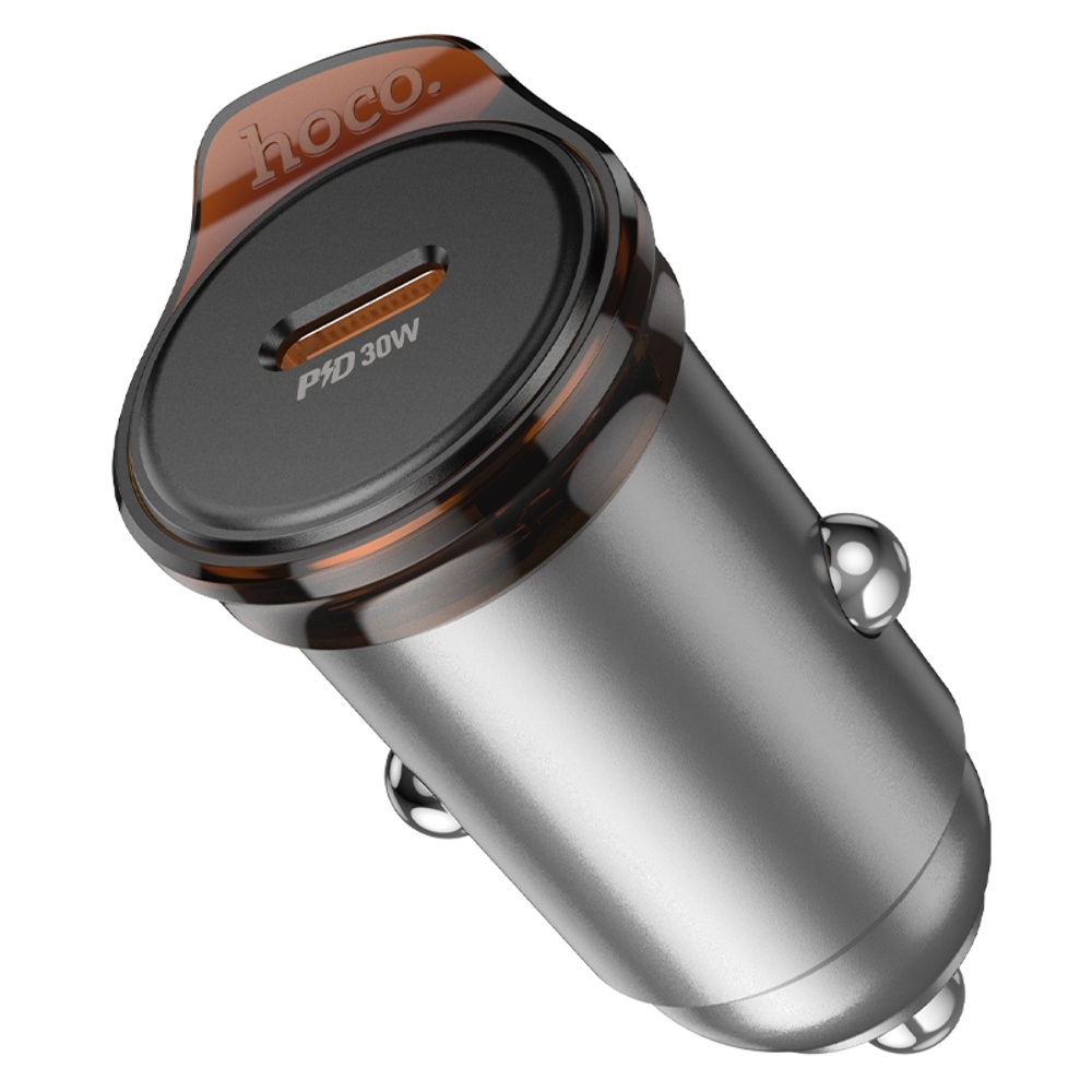 Автомобильное зарядное устройство Hoco NZ16 Type-C PD 30W metal grey
