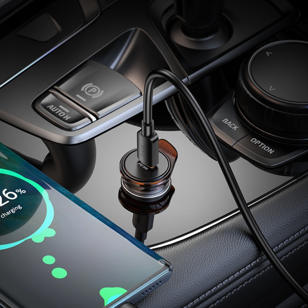 Автомобильное зарядное устройство Hoco NZ16 Type-C PD 30W metal grey