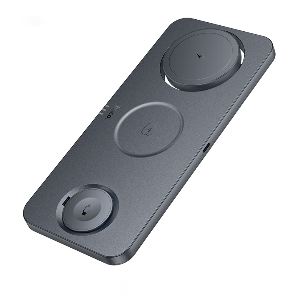 Беспроводное зарядное устройство Hoco CQ22 3в1 магнитное metal gray