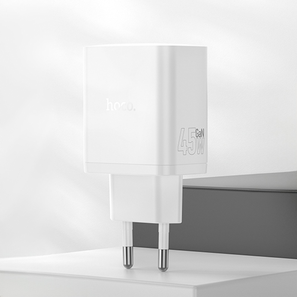 Сетевое зарядное устройство Hoco N50 USB/ 2 Type-C PD 45W white