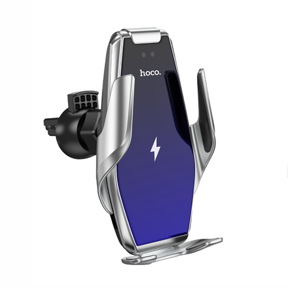 Автодержатель с беспроводной зарядкой Hoco S14 + Wireless silver