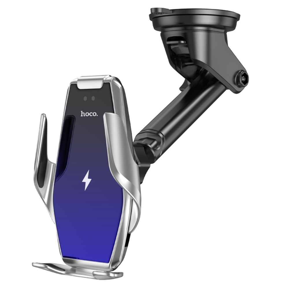 Автодержатель с беспроводной зарядкой Hoco S14 + Wireless silver