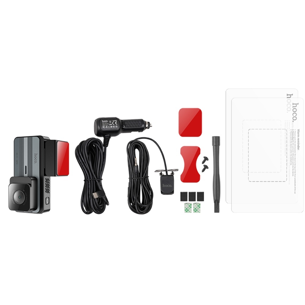 Видеорегистратор Hoco DV12 с задней камерой silvery gray