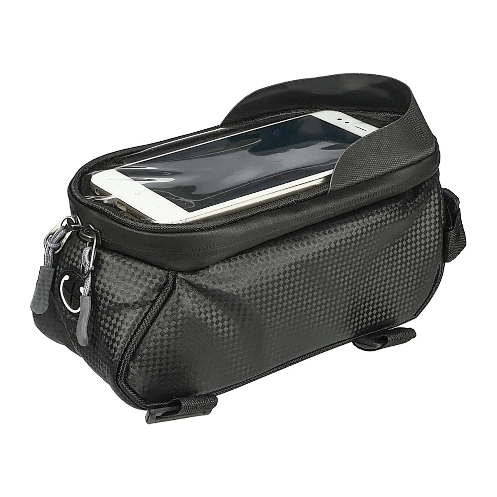 Вело-мото сумка мягкая с держателем для телефона чёрная