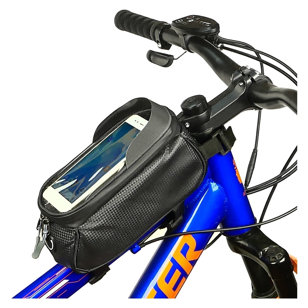 Вело-мото сумка мягкая с держателем для телефона чёрная