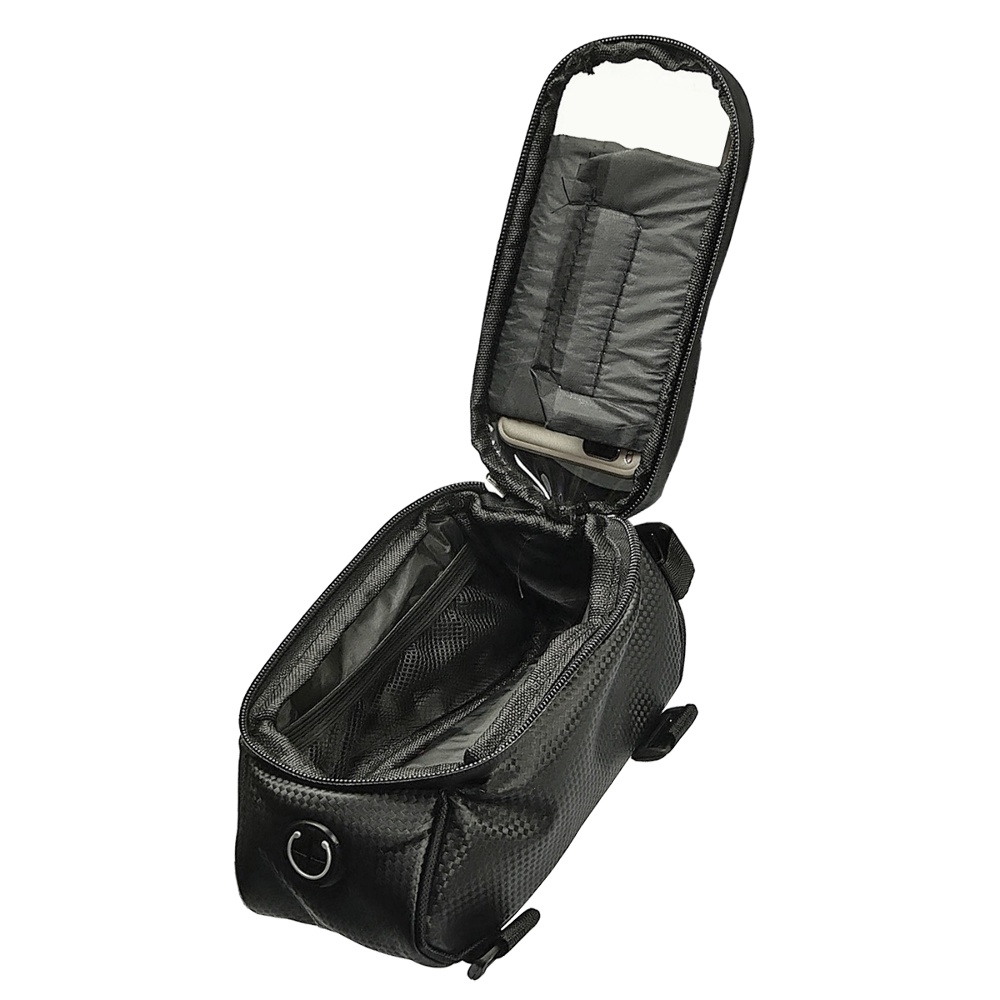 Вело-мото сумка мягкая с держателем для телефона чёрная