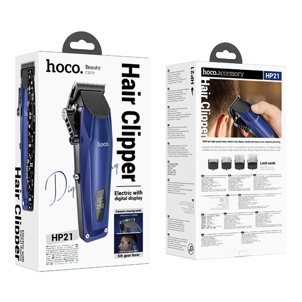 Портативная машинка для стрижки волос Hoco HP21 blue