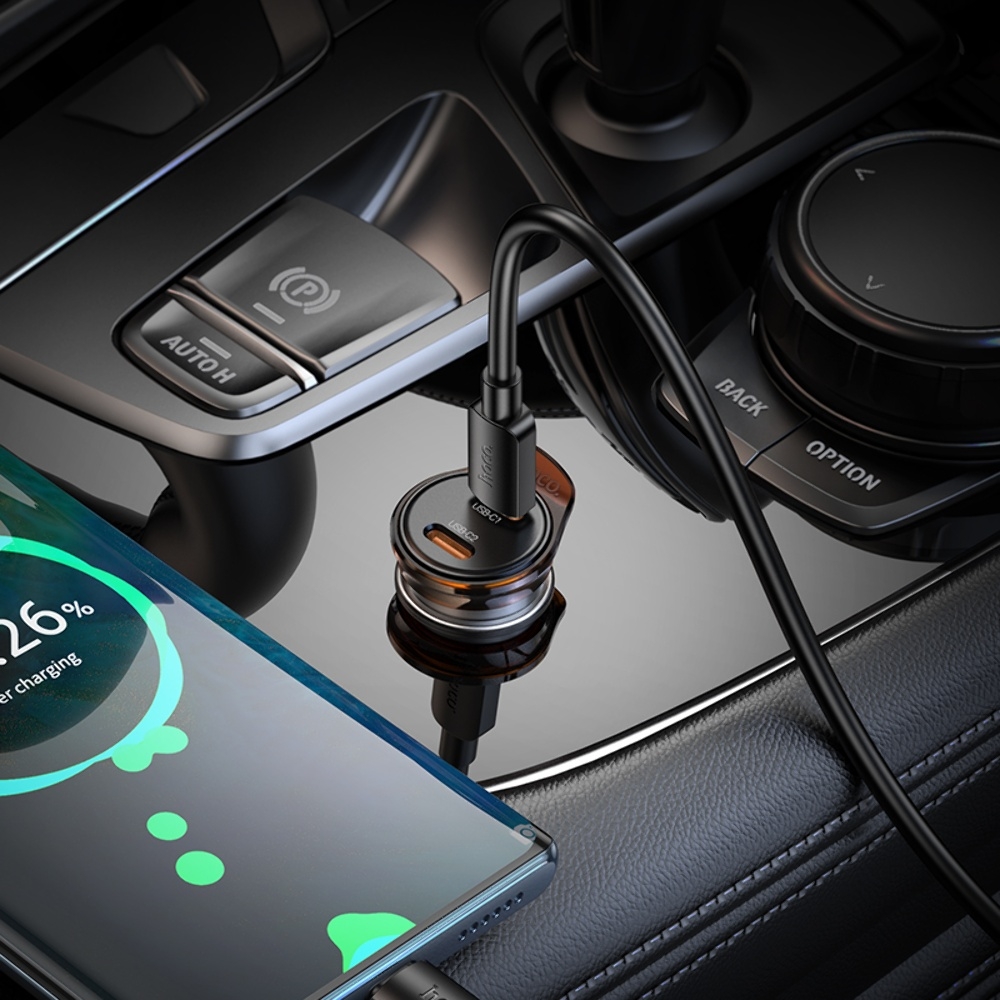 Автомобильное зарядное устройство Hoco NZ16B 2 Type-C PD 45W metal grey