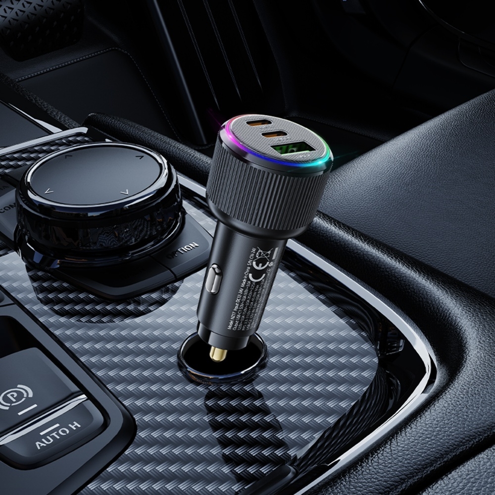 Автомобильное зарядное устройство Hoco NZ17 USB/ 2 Type-C PD 75W black