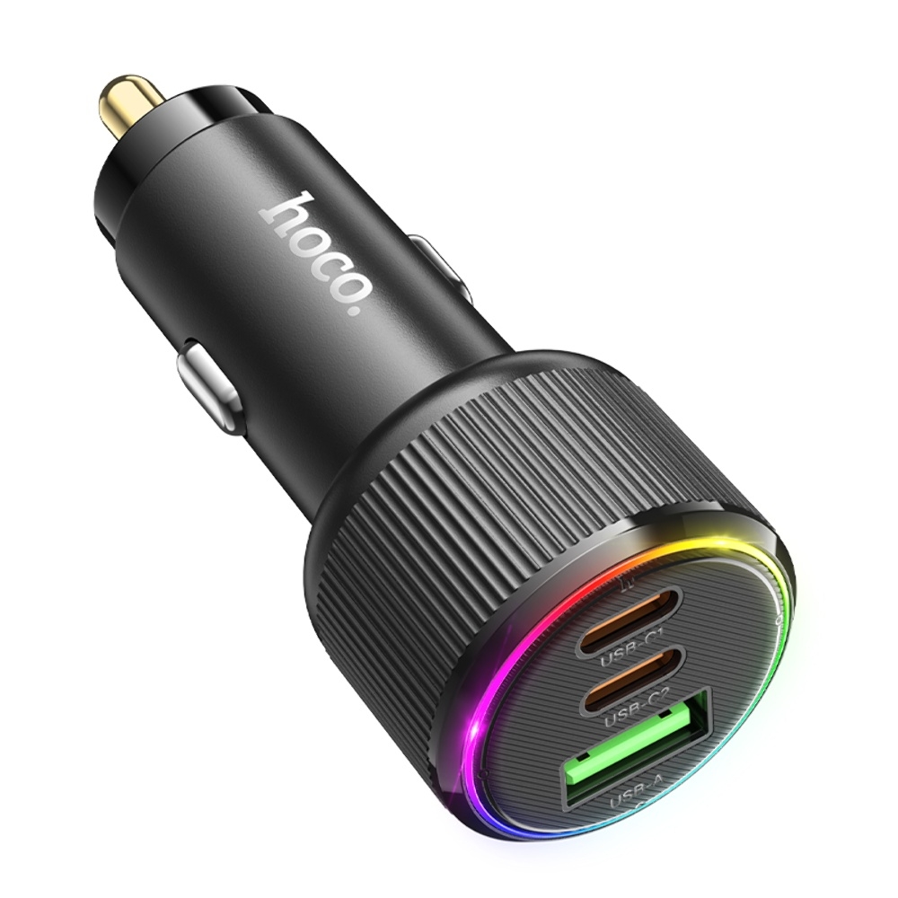 Автомобильное зарядное устройство Hoco NZ17 USB/ 2 Type-C PD 75W black