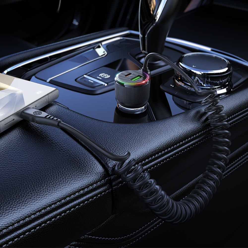 Автомобильное зарядное устройство Hoco NZ17A USB/ 2 Type-C PD 50W с кабелем Type-C black