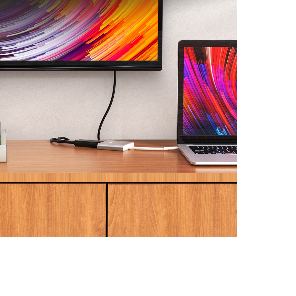 Мультиадаптер хаб Hoco HB14 Type-C to USB3.0+HDMI+PD серебристый