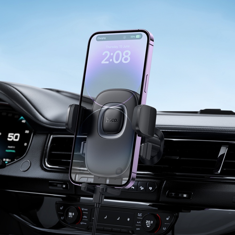Автодержатель Hoco H75 black metal gray