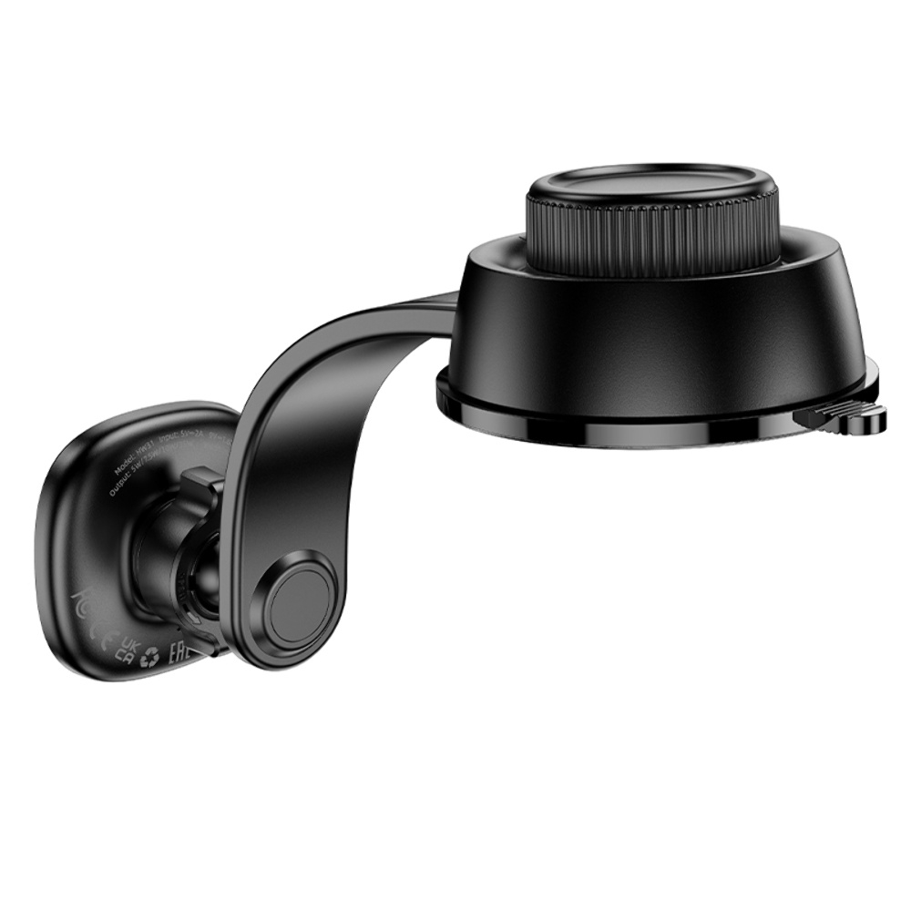 Автодержатель Hoco HW31 магнитный с беспроводной зарядкой 15W black metal gray