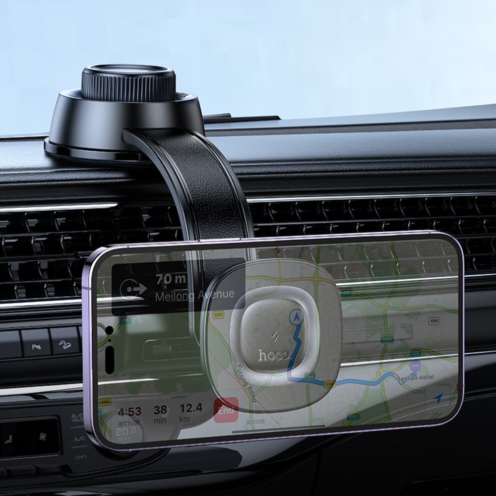 Автодержатель Hoco HW31 магнитный с беспроводной зарядкой 15W black metal gray