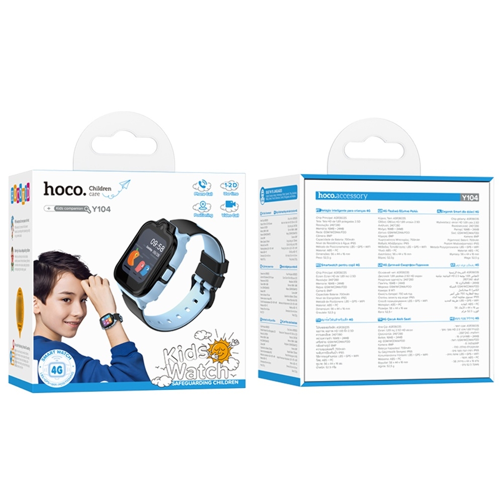 Детские смарт часы Hoco Y104 (4G) с функцией звонка blue