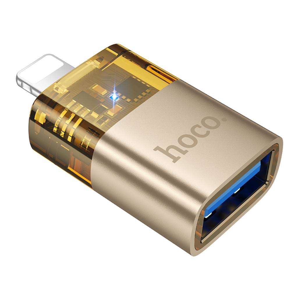 Адаптер переходник Hoco UA36 Lightning to USB gold
