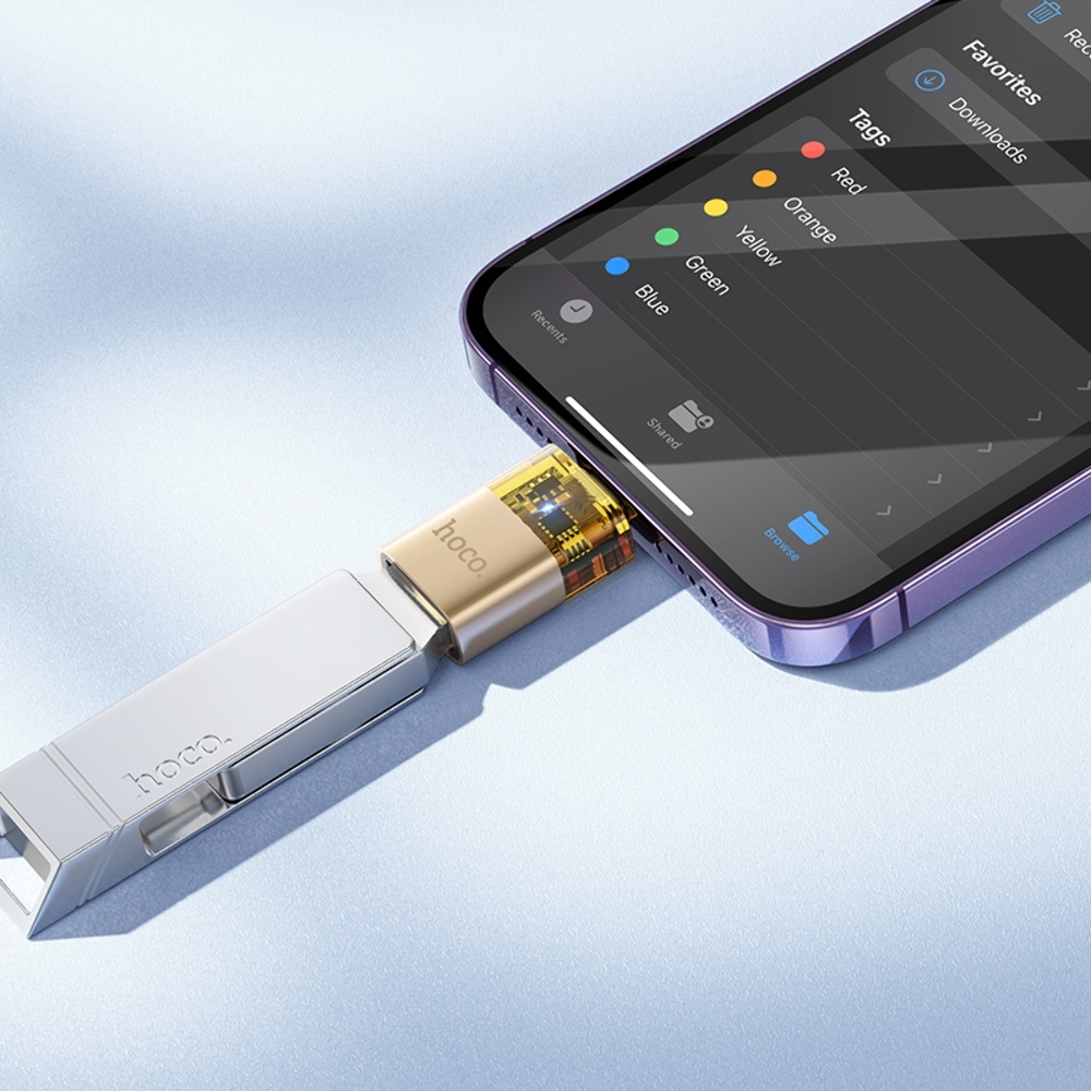 Адаптер переходник Hoco UA36 Lightning to USB gold
