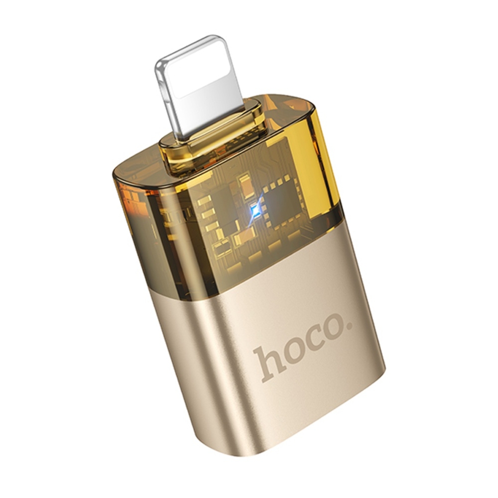 Адаптер переходник Hoco UA36 Lightning to USB gold